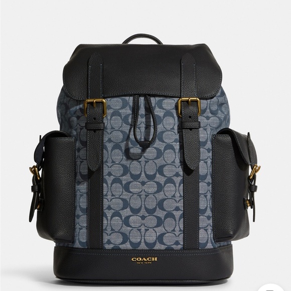 Hudson Backpack In Signature Chambray - Picture 6 of 6